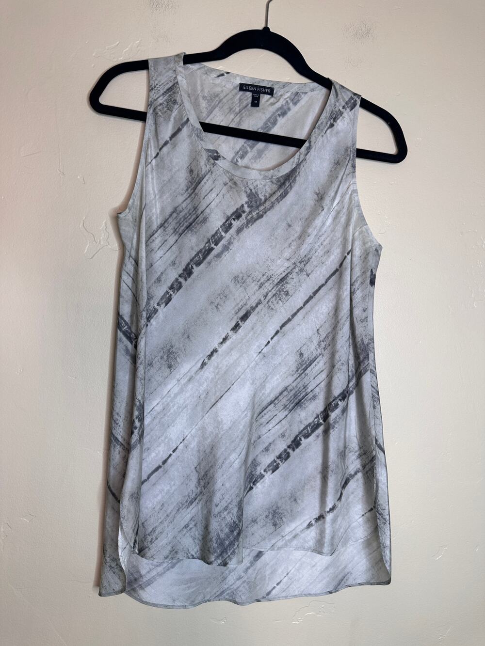 Eileen Fisher Womens Scoop Neck Silk Dyed Pattern Tank Top Medium